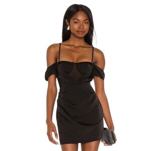 NBD Myles Mini Sweetheart Off Shoulder Dress in Black Size:S